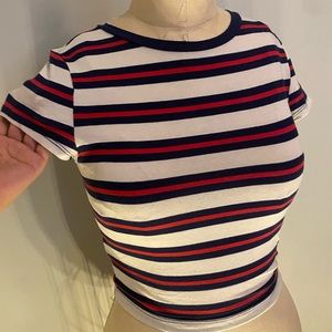 Blue and red striped tee